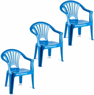 3x stuks kinderstoelen blauw kunststof 35 x 28 x 50 cm