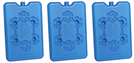 3x stuks koelelementen 200 ml 11 x 16 cm blauw - Koelelementen