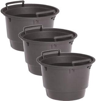3x Stuks kunststof binnenpotten/inzetbakken met handvat voor bloempotten/plantenpotten 8 liter