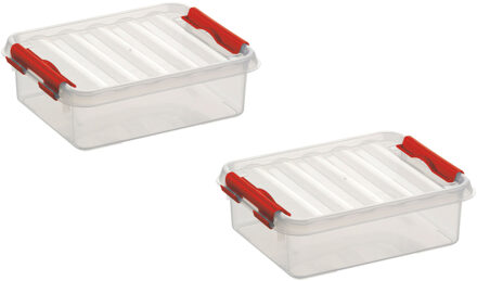 3x stuks kunststof stapelbare opbergbaken 1 liter 20 x 15 x 6 cm - Opbergbox Transparant