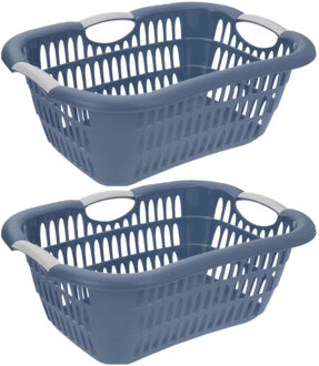 3x stuks kunststof wasmandje blauw 15 liter L40 x B30 x H20 cm