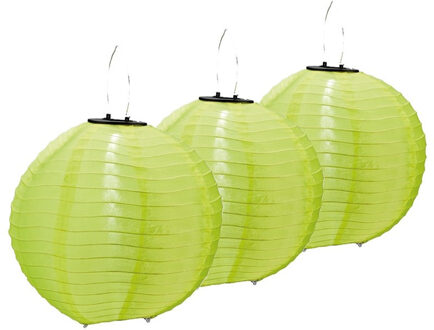 3x stuks Lampionnen op zonne energie groen 30 cm - Lampionnen