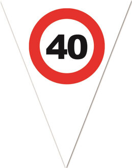 3x stuks leeftijd verjaardag vlaggenlijn met 40 jaar stopbord opdruk 5 meter - Vlaggenlijnen Wit