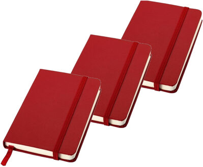 3x stuks luxe schriften A5 formaat met rode harde kaft - Notitieboek Rood