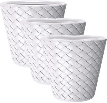 3x Stuks Matuba wit rotan bloempotten/plantenpotten 19 liter - 35 cm -  Binnen/buiten decoratie