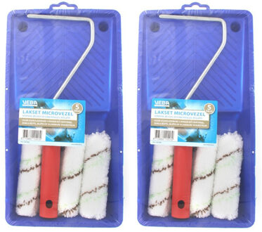 3x stuks microvezel beits olie lak schildersets 5-delig met lekbak en beugel