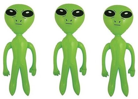 3x stuks opblaasbare groene aliens van 64 cm