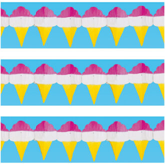 3x stuks papieren ijsjes zomer thema feestslinger 3 meter - Feestslingers Multikleur