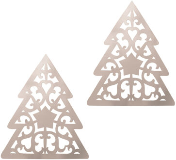 3x stuks plafond hangdecoratie Kerstboom zilver 50 x 40 cm van karton