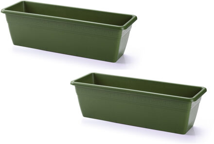 3x stuks plantenbak groen rechthoekig 50 x 17 x 15 cm