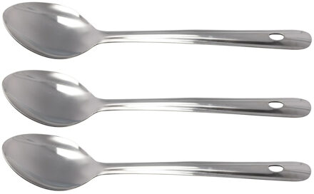 3x Stuks roestvrijstalen opscheplepels voor groente 31 cm - Opscheplepels Zilverkleurig