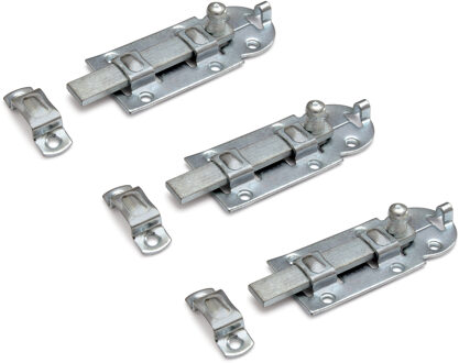 3x stuks rolschuif / rolschuiven / poortgrendel staal verzinkt 5,6 x 14 cm