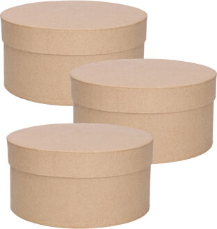 3x stuks ronde bruine hobby knutselen doos/dozen van karton - 15 x 7,5 cm - Hoedendoos/cadeauverpakking