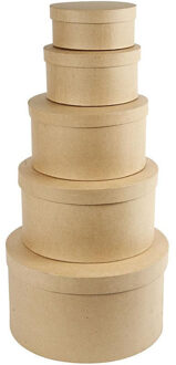 3x stuks ronde bruine hobby knutselen doos/dozen van karton - 25 x 13,5 cm - Hoedendoos/cadeauverpakking