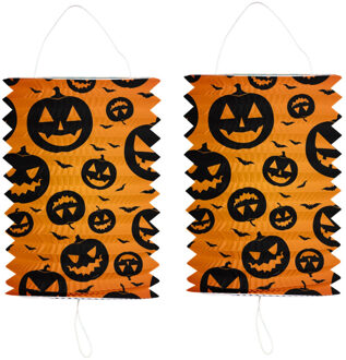 3x stuks ronde lampion 16 x 22 cm pompoenen