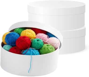3x stuks ronde witte hobby knutselen doos/dozen van karton - 16.5 x 6 cm - Hoedendoos/cadeauverpakking