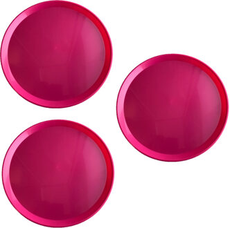 3x stuks roze rond dienbladen/serveerbladen van kunststof 34 cm - Dienbladen