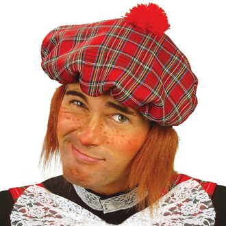 3x stuks schotse/Schotland carnaval verkleed muts met pruik - Verkleedhoeden