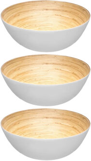 3x stuks secret de Gourmet Slakom/serveer schaaltjes - bamboe - D25 cm - Saladeschalen Wit