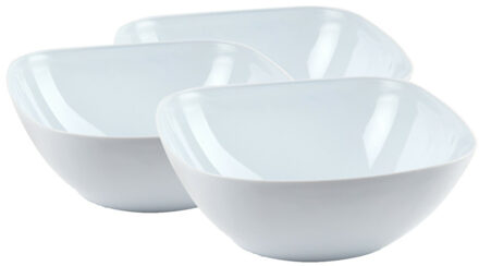 3x stuks serveer schaal chips/salade/broodjes vierkant wit 4,8 liter 28 x 28 x 15 cm
