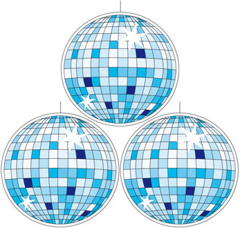 3x stuks Seventies eighties disco thema hangende discobol decoraties blauw 28 cm