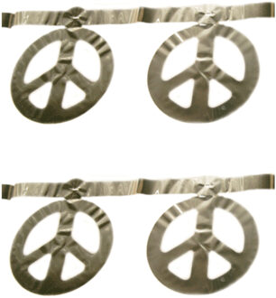 3x stuks sexties Hippie Flower Power Peace tekens feest thema slinger zilver 5 meter