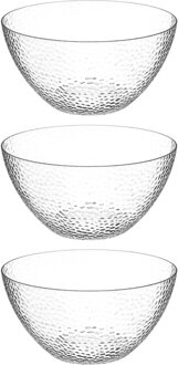 3x stuks - Slakom/serveer schaal - relief kunststof - D25 cm