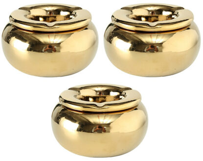 3x stuks terras asbakken goud kleur 14 cm - Action products