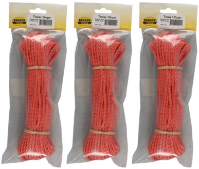 3x stuks touw streng oranje 25 meter