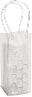 3x stuks transparante PVC koeltas draagtas voor flessen 25 cm