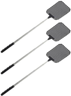 3x stuks uitschuifbare vliegenmeppers zwart 60 cm