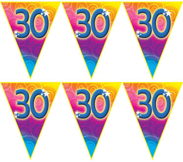 3x stuks verjaardag thema 30 jaar geworden feest vlaggenlijn van 5 meter - Vlaggenlijnen Multikleur