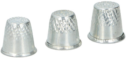 3x stuks Vingerhoedjes - metaal - in verschillende maten - Knutselen Zilver