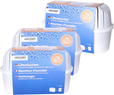 3x stuks vochtopnemer / vochtvanger 1000 gram