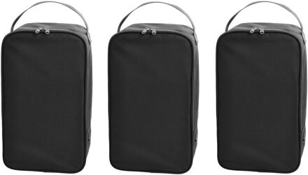 3x stuks zwarte schoenentas/reistas 12 liter 38 x 21 x 15 cm