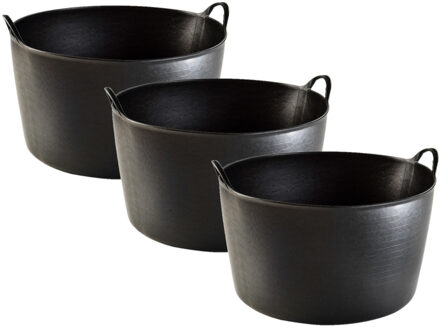 3x stuks zwarte wasmanden/flexibele emmers 55 liter