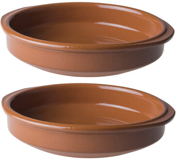 3x Tapas schaaltjes terracotta 20 x 4,5 cm - Serveerschalen Bruin