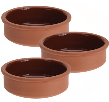 3x Tapas serveerschaaltjes 500 ml terracotta 12 cm - Snack en tapasschalen Bruin