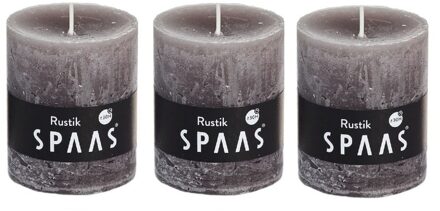 3x Taupe rustieke cilinderkaarsen/stompkaarsen 7x8 cm