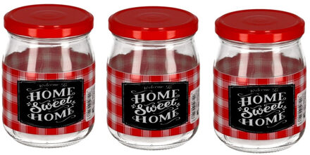 3x Transparante jampotten/voorraadpotten met schroefdop van glas 500 ml