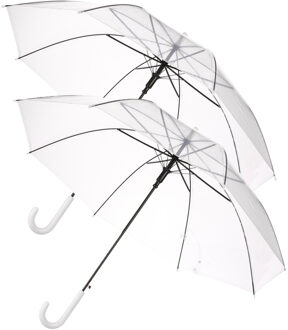 3x Transparante paraplus met kunststof handvat 90 cm