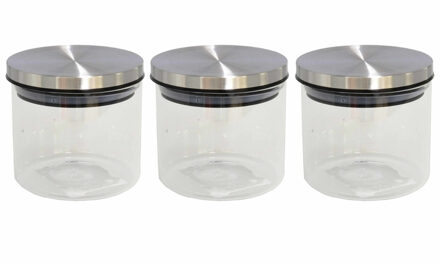 3x Transparante voorraadbussen/voorraadpotten van glas 450 ml