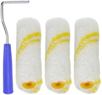 3x Vacht verfrollers met beugel 10 cm verfbenodigdheden