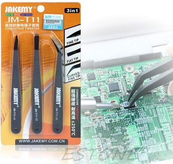 3X Veilig Anti-Statische Stalen Onderhoud Pincet Rechte Precisie Reparatie Tool Set