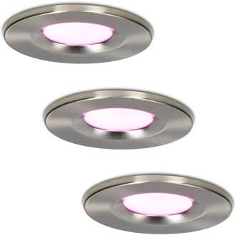 3x Venezia Smart Inbouwspots RGBWW IP65 Zilver