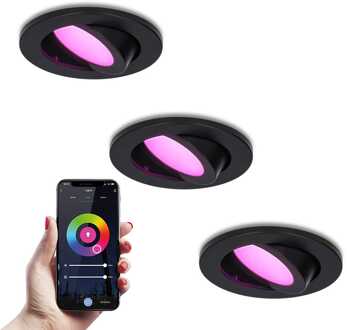 3x Vienna Smart Inbouwspots RGBWW IP65 Zwart