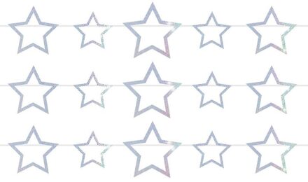 3x Vlaggenlijnen met sterren holografische slingers 4 meter Multi