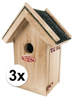 3x Vogelhuisjes voor het Winterkoninkje 16x22 cm - Vogelhuisjes Multikleur