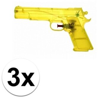 3x Voordelige gele speelgoed waterpistolen 20 cm Geel