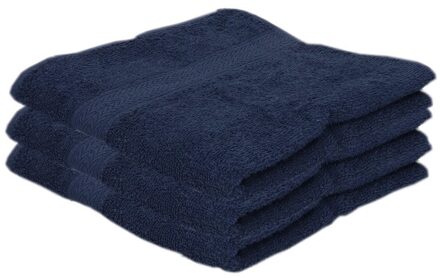 3x Voordelige handdoeken navy blauw 50 x 100 cm 420 grams - Badkamer textiel badhanddoeken